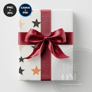 Elegant Gift Box Mockup,Wrapping Paper Mockup,Present Mockup,PSD file,Smart Object Layers,Canva Template