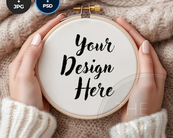 Mockup borduurring, borduurraammodel, canvas, psd-bestand, slimme objectlagen, gezellige achtergrond, borduurring psd, borduurraammodel