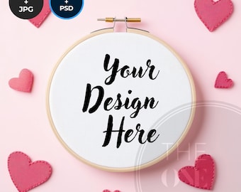 Mockup borduurring, kruissteekmodel, canvas, psd-bestand, slimme objectlagen, valentijnsachtergrond, borduurring PSD