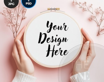 Mockup borduurring, borduurraammodel, canvas, psd-bestand, slimme objectlagen, gezellige achtergrond, borduurring psd, borduurraammodel
