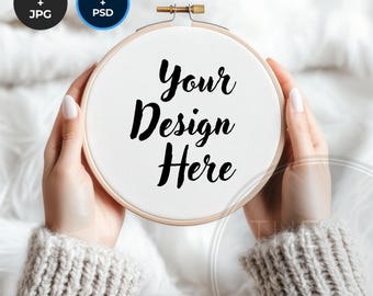 Mockup borduurring, borduurraammodel, canvas, psd-bestand, slimme objectlagen, gezellige achtergrond, borduurring psd, borduurraammodel