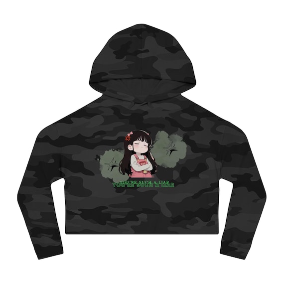 Cute Kawaii Anime Girl Design With Attitude on Cropped Hooded