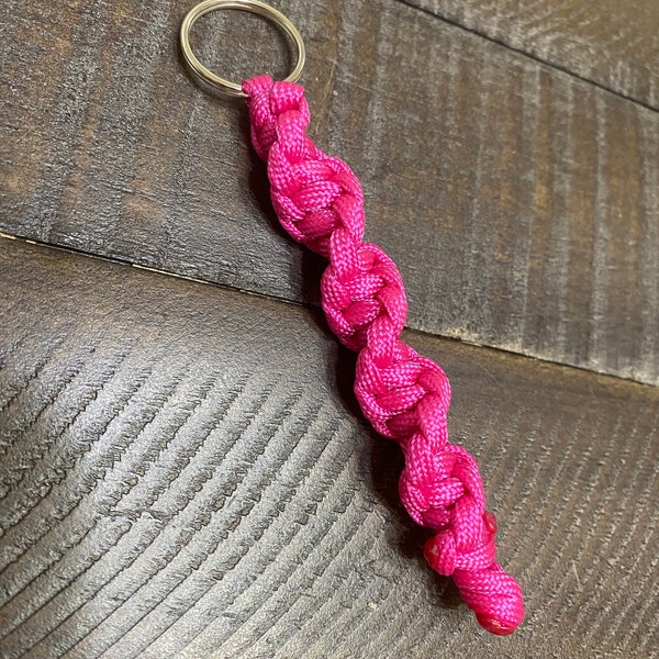 Hot Pink Paracord Spiral Keychain