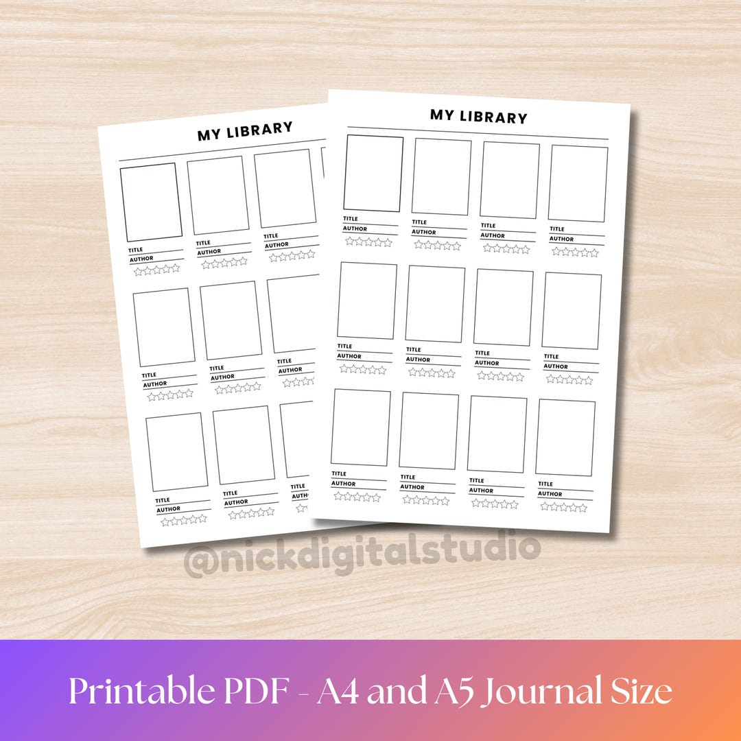 Reading Log Printable My Library Book Tracker A4 and A5 PDF Download ...