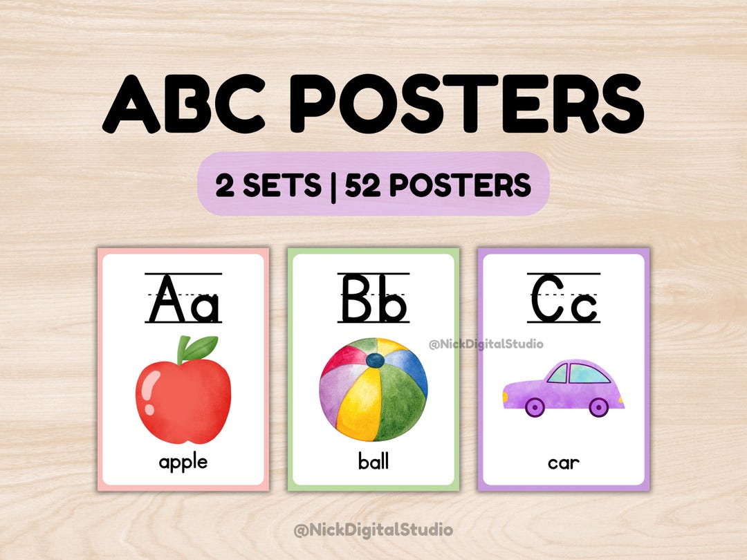 Watercolor Alphabet Poster ABC Poster Print Classroom Decor Digital ...