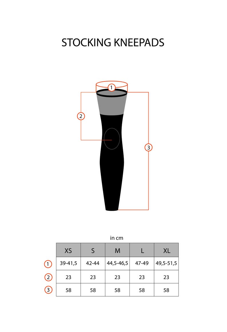 K&ouml;nnte beinhalten: Eine Gr&ouml;&szlig;entabelle f&uuml;r Kniestr&uuml;mpfe in Schwarz. Die Tabelle zeigt die Ma&szlig;e in Zentimetern f&uuml;r die Gr&ouml;&szlig;en XS, S, M, L und XL. Die Ma&szlig;e beziehen sich auf die L&auml;nge, Breite und H&ouml;he der Kniestr&uuml;mpfe.