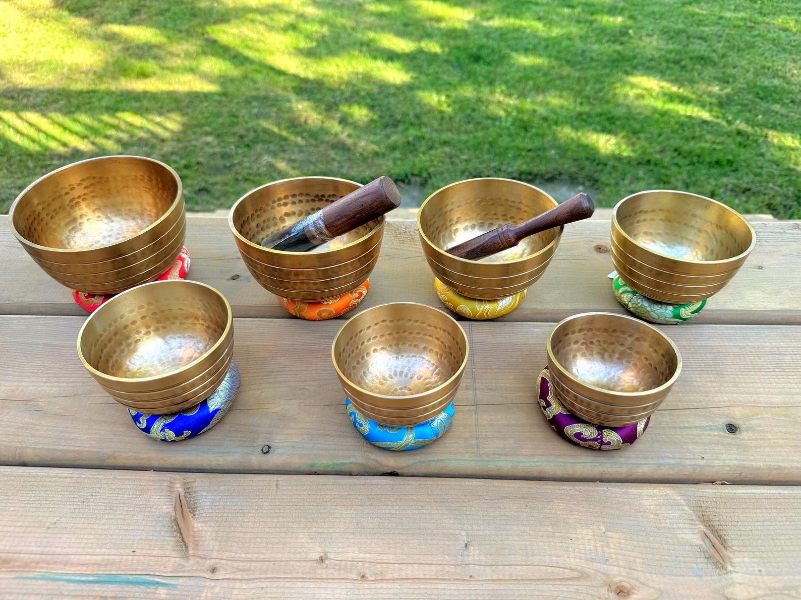 Handmade Nepalese Singing Bowl Set of 7 for Meditation Sound Healing Yoga Mindfulness Chakra Healing Gift Tibetan Brass Bowl Decor