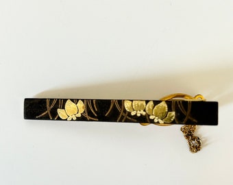 Japanese antique gold engraving tie clip