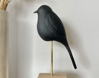 Sculpture oiseau - Terre cuite - Patine Noire