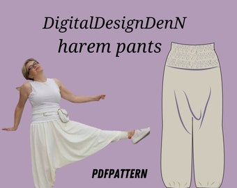 Boho Harem Pants PDF Pattern | Gypsy Costume Trousers for Halloween (S–3XL