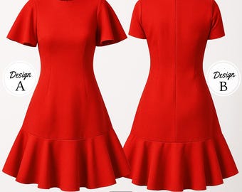 Chic Flair Dress Sewing Pattern: 2 Trendy Styles (Sizes S-XL) (PDF)