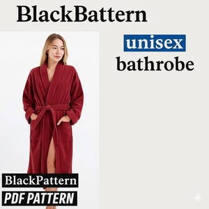 Unisex Bathrobe Sewing Pattern PDF, Shawl Collar Robe XL-3XL