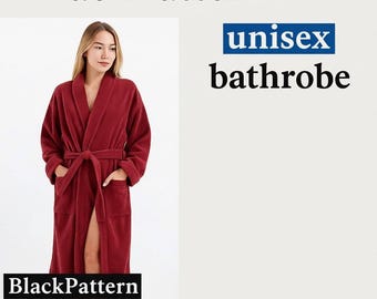 Unisex Shawl Collar Bathrobe Pattern PDF | XL–3XL Robe Sewing Pattern