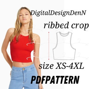 Padrão de regata rop/padrão de corte/padrão de costura de regata/padrão de costura de regata/padrão de corte superior pdf/tamanho XS-4XL/carta a4