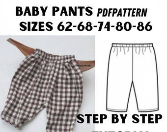 Baby Pants Sewing Pattern (PDF) – Sizes 62-86 with Step-by-Step Tutorial for Easy DIY Clothing