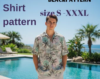 Men’s Hawaiian Shirt Sewing Pattern PDF | Tropical Aloha Summer Shirt (S–XXL)