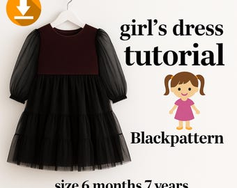 Girls Dress Sewing Pattern PDF | Kids DIY Party & Everyday Dress (Ages 1–10)