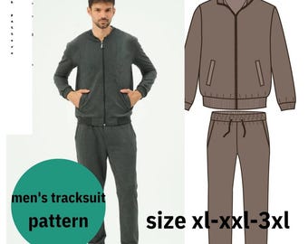 Unisex Tracksuit Sewing Pattern PDF | Plus Size Bomber Jacket & Joggers (A4/A0)