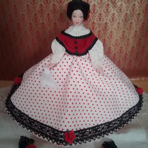 1/12th Scale Dollhouse Doll. Flora is a Porcelain Victorian Lady Doll (1837-1901).