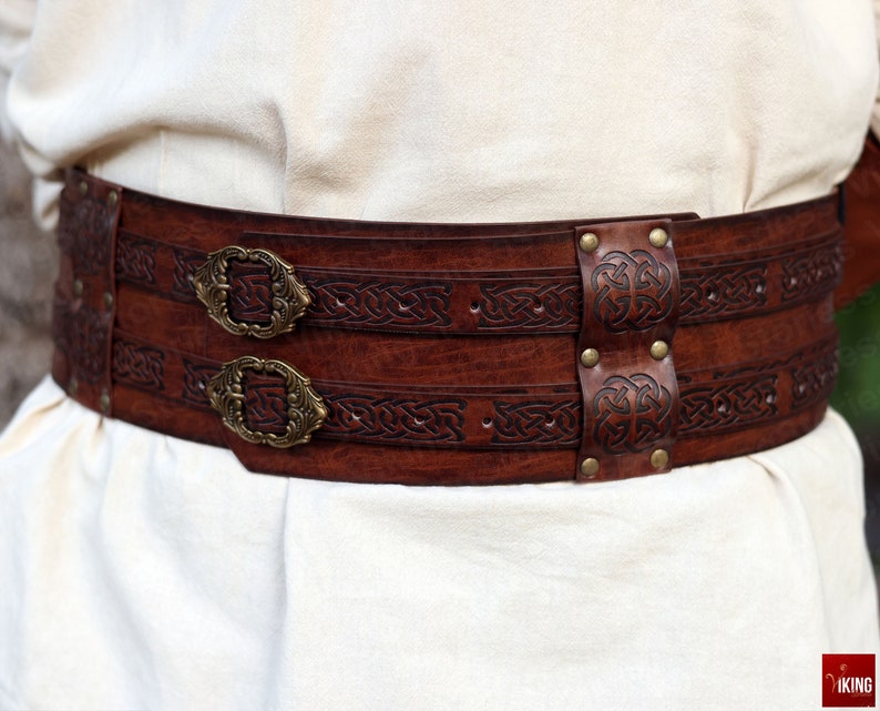 Medieval Viking Leather Belt, Steampunk Larp Waist Wide Belt ...