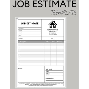 Utskrivbar offertmall för jobb, redigerbar affärsblankett, PDF