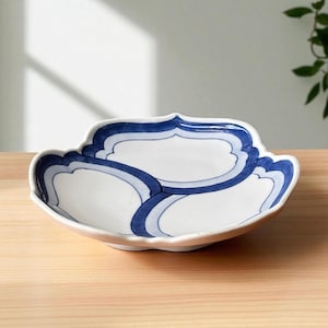 Vintage Blue and White Porcelain Plate Hand Painted – Japanese Style – 22cm.