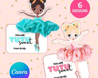 6 Printable Ballerina Scrunchie Holder Cards Tag Template Tutu Sweet Editable Hair Accessories For Children Packaging Ideas Classroom Gift