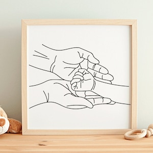 Baby Händchen haltend Linie Art SVG Familie Hand Zeichnung Illustration Mama Papa Kind Mutter Vater Kind Skizze Clipart für Cricut oder Silhouette
