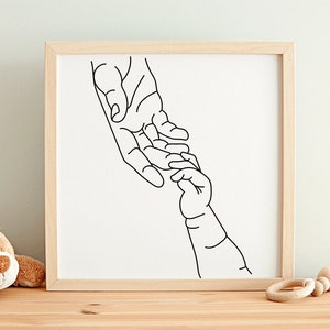 Dibujo de línea de bebé tomados de la mano SVG, dibujo de mano familiar, ilustración, mamá, papá, niño, madre, padre, niño, boceto, clipart para Cricut o Silhouette
