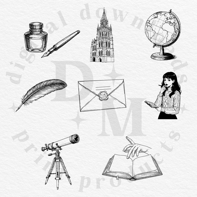 35 Dark Academia Engraving SVG PNG Bundle Vintage Skull, Busts ...
