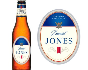 Custom Personalized Michelob Ultra Beer Bottle Label For Birthday or Any Occasion Sticker Unique Original Fun Drink Gift For Dad Grandfather