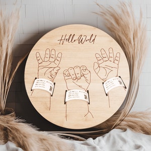 Neugeborenen Triplets Baby Geburt Krankenhaus Armband Armband Halter Laser Cut personalisierte Geburt Geschenk Idee Mutter Tag graviert Andenken