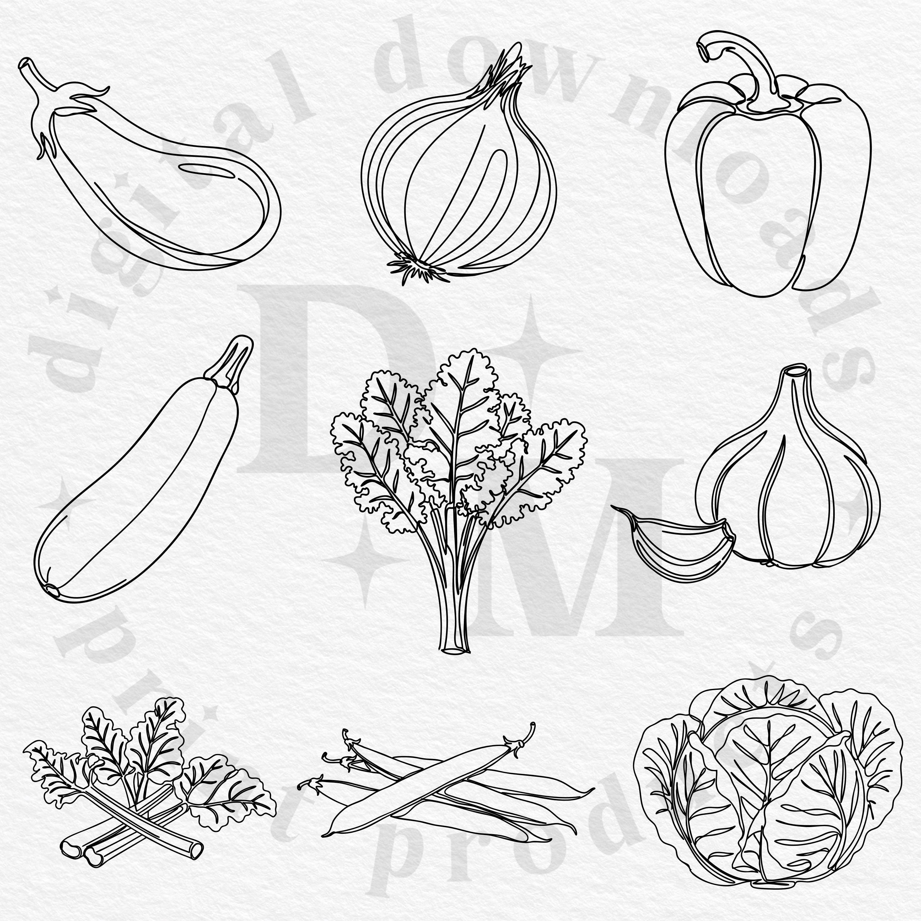 35 Vegetable SVG PNG Bundle | Botanical Garden Vegetables Line Art ...