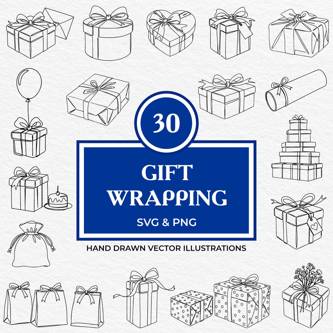 30 Gift Wrap Clipart Bundle | Wrapped Presents, Gift Boxes, Ribbons ...