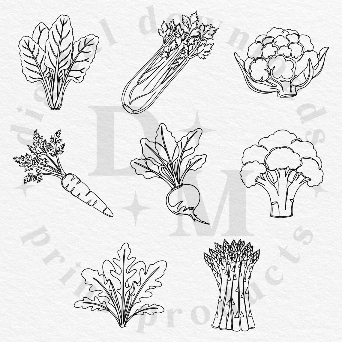 35 Vegetable SVG PNG Bundle | Botanical Garden Vegetables Line Art ...