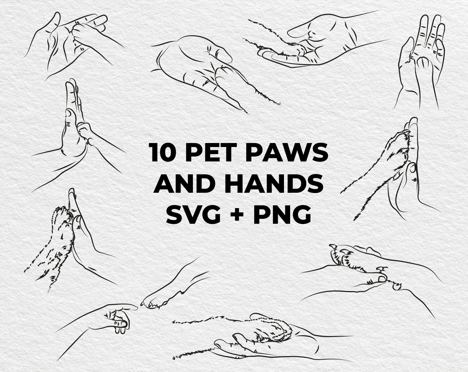 Pet Paws and Hands SVG Bundle files for Cricut, Pet Lover, Cat Owner, Dog Paw, Tattoo,  Hand Drawn Line Art Sublimations Designs Paw Clipart
