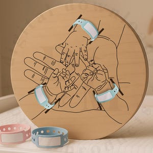 Bracelet personnalisé nouveau-né bébé naissance hôpital porte-bracelet découpé au laser cadeau de naissance gravé fête des mères souvenir