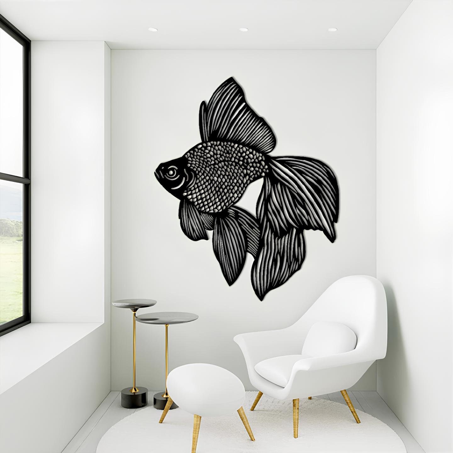 Gold Fish Wall Decor Fishes Wall Arts Animal Wall Sign Etsy