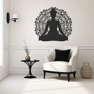 Meditation Buddha Metal Wall Art: Yoga Studio Zen Decor