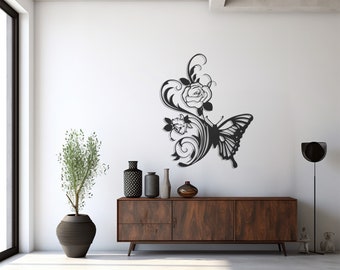 Black Butterfly Wall Decor-Contemporary Metal Wall Art-Modern Wall Decor-Artistic Indoor Hanging Sculpture- Unique School of Art Accent
