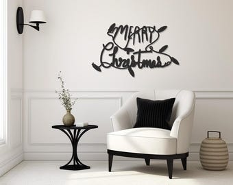 Merry Christmas Metal Wall Art: Holiday Home Decor