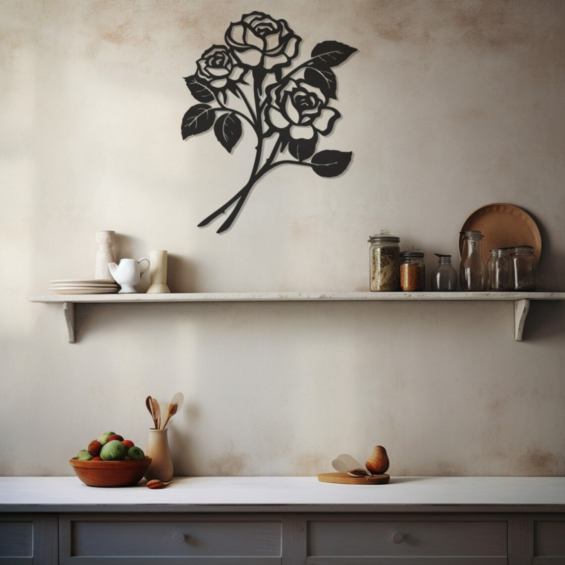 Three Roses Metal Sign-flower Wall Decor-modern Metal Wall Art-perfect ...