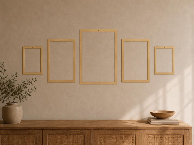 Set rechthoekige metalen fotolijsten | Lege fotolijsten voor aan de fotowand | Mat goudbronszwart | Minimalistische decoratie voor een chique huis | Cadeau voor een housewarming afbeelding 13