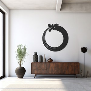 Dragon Metal Wall Art-Flame Dragon Decor-Circle Design-Handcrafted Metal Artwork-Modern Wall Sculpture-Fantasy Wall Hanging-Handmade Gift