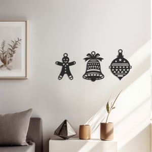 Christmas Metal Wall Decor-Modern Kindergarten Wall Hangings-Weatherproof Wall Art-Metal Wall Decor-Handmade Gift-Black Metal Wall Decor
