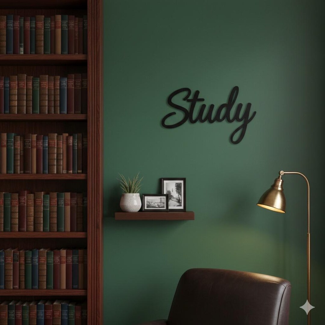 The Study Sign Modern Script Metal Study Sign – Minimalist Office Decor - Etsy