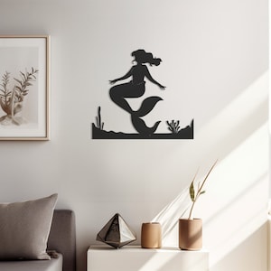 Mermaid Wall Art-Mystical Sea Maiden Decor-Oceanic Mythical Being-Enchanted Siren Accent- Underwater Theme-Girlfriend Portrait Gift