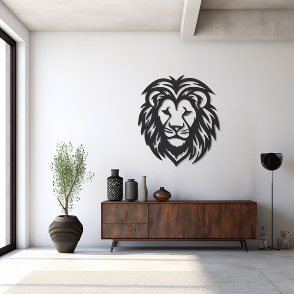 Lion Head Metal Wall Art, Unique Wild Animal Decor for Home, Perfect Father’s Day Gift, Handcrafted Metalwork, Bedroom & Living Room Accent