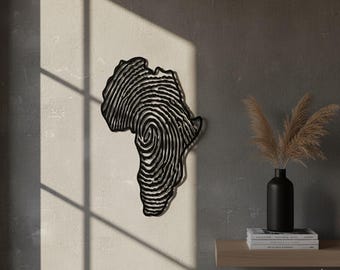 Metalen muurkunst Afrikaanse kaart | Geometrisch vingerafdrukontwerp