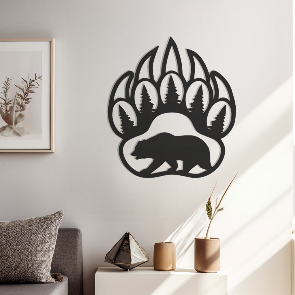 Rustic Bear Paw Metal Wall Artwild Animal Home Decorperfect Father's